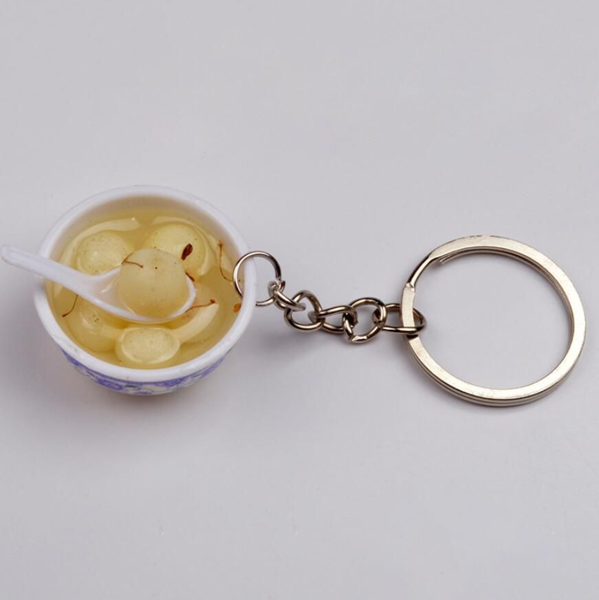 Mini 3cm blue and white porcelain bowl food play Food model key chain