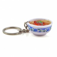 Mini 3cm blue and white porcelain bowl food play Food model key chain