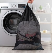 Wholesale non-fluorescent eco-friendly household drawstring laundry bag