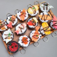 Hot sales Food play key chain food pendant childrens toy cover rice model