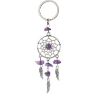 Natural crystal stone dream catcher Stainless steel key chain