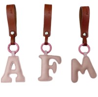 New design Customized English letter Leather key chain pendant