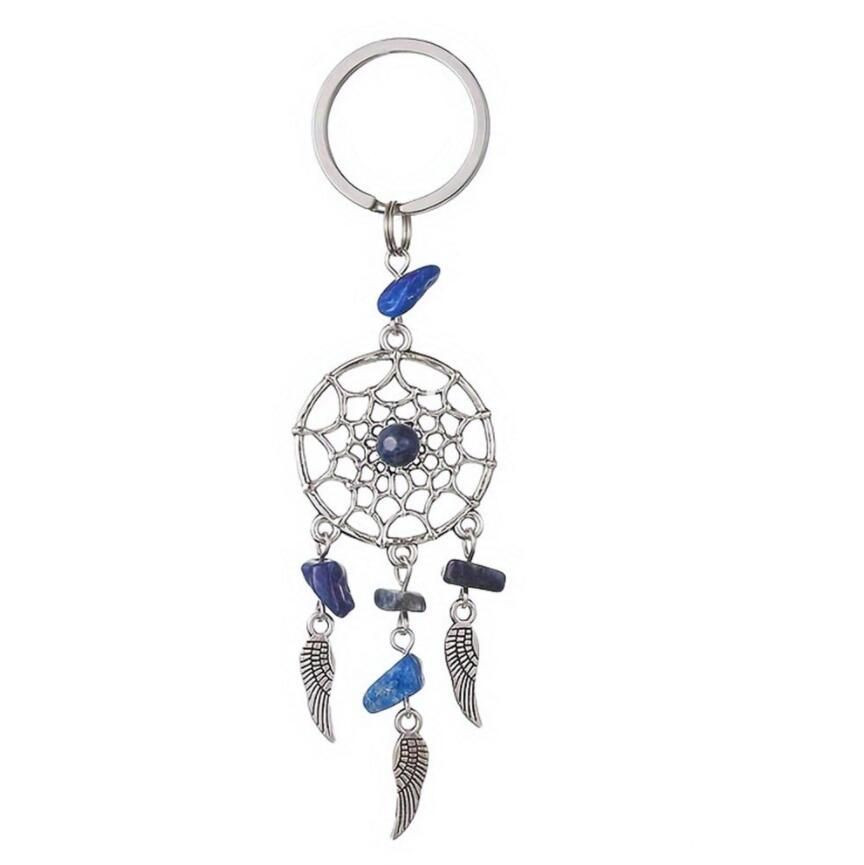 Natural crystal stone dream catcher Stainless steel key chain